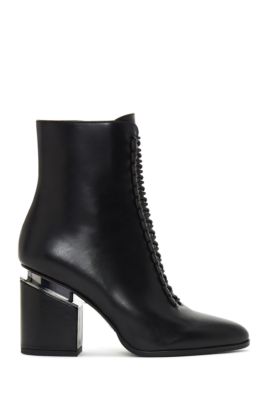 Women's Black Zipper Heeled Leather Boots 24WFD100118 | Derimod