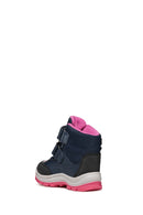 Geox Baby Girl Navy Blue B Flannel Banded Waterproof Leather Boots | Derimod
