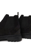 Male Black Thick-Soled Nubuck Leather Chelsea Boots | Derimod