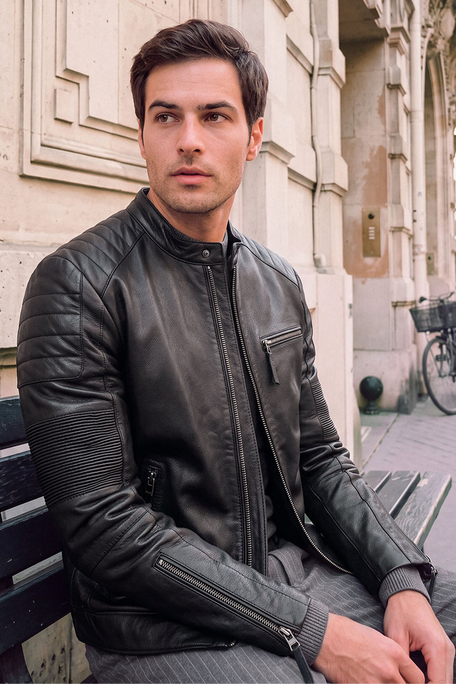 Lavine Male Black Slim-Fit Leather Jacket 26WGF6616CY | Derimod