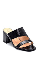 Women's Leather Heeled Slippers | Derimod