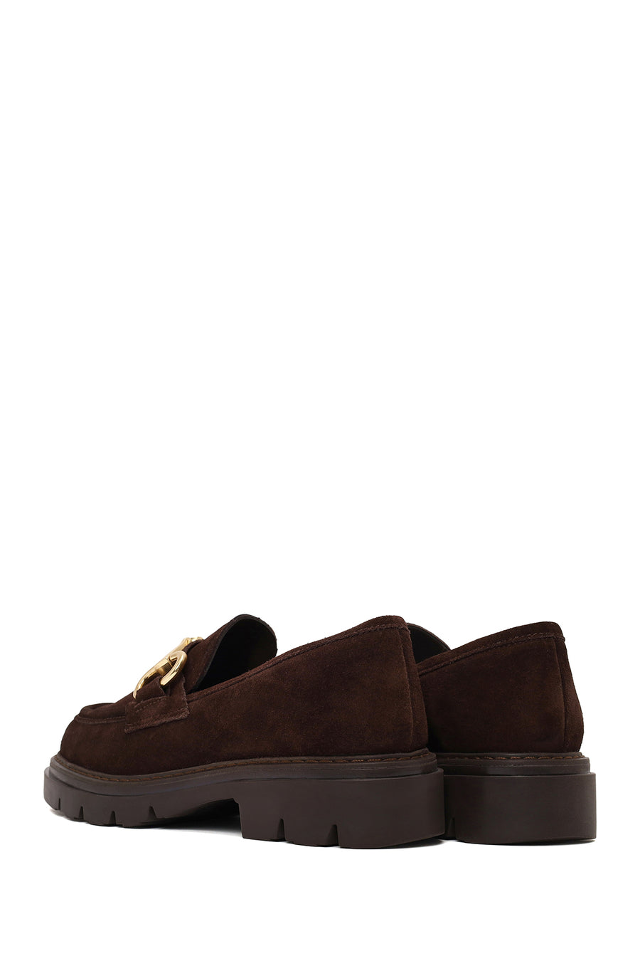 Woman Brown Buckled Suede Masculine Loafer