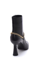 Women's Leather Chain Heeled Boots | Derimod