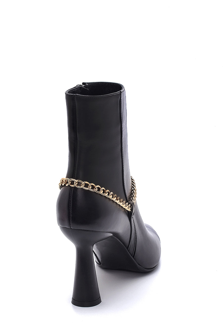 Women's Leather Chain Heeled Boots