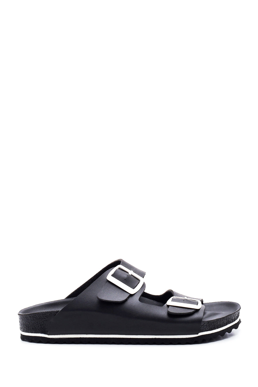Women's Black Double Buckle Slippers 22SFE265118 | Derimod