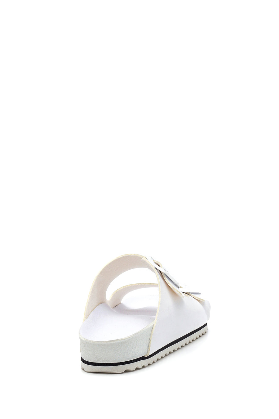 Women's White Double Buckle Slippers