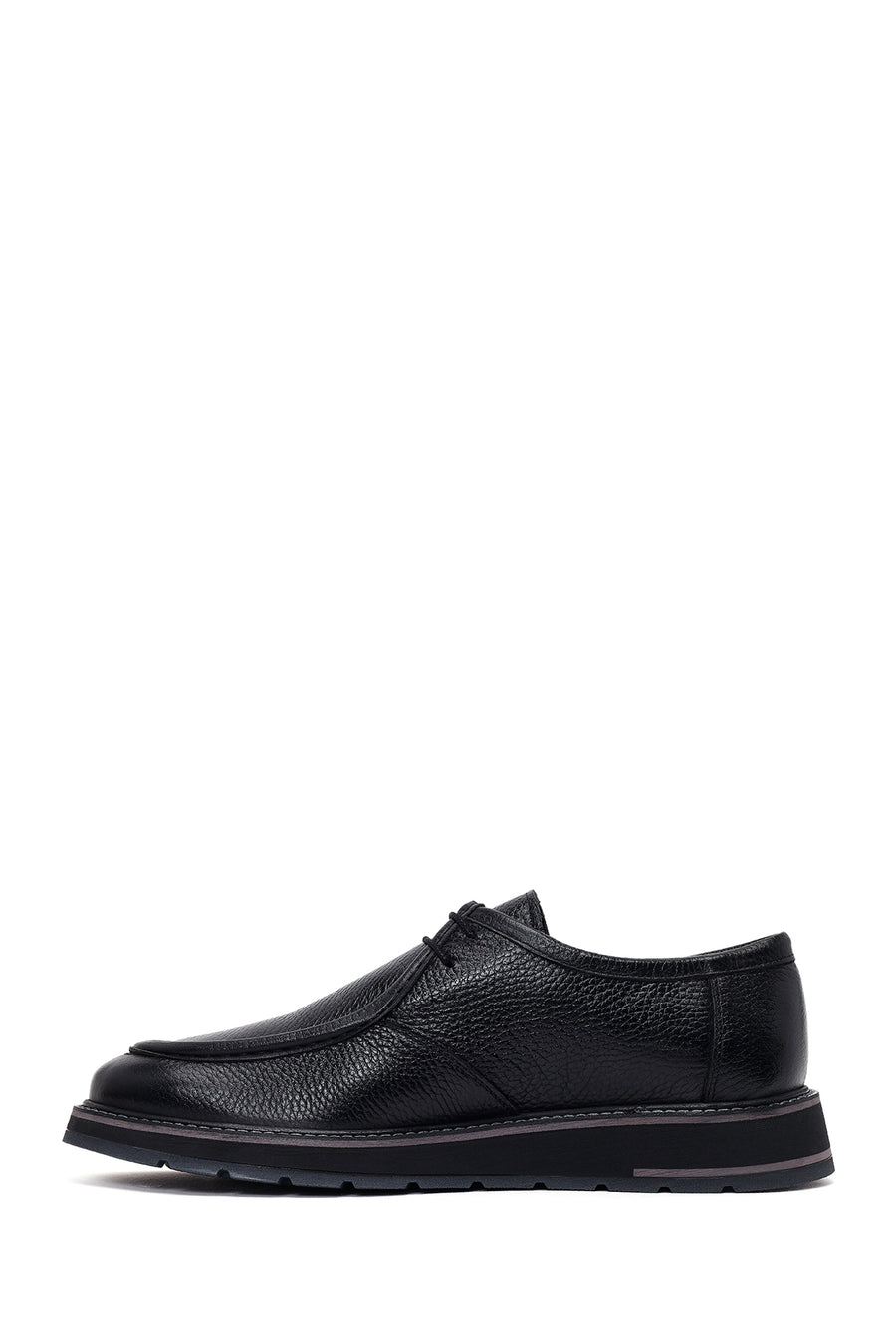 Male Black Lace-Up Leather Casual Shoes