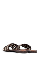 Woman Brown Braided Slipper | Derimod
