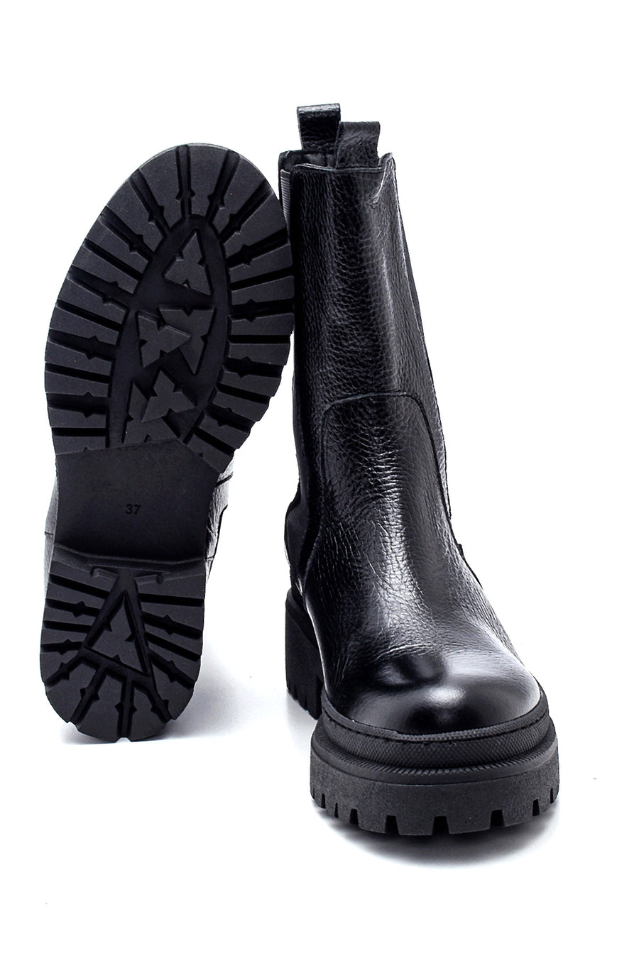 Women's Leather Thick Soled Long Chelsea Boots