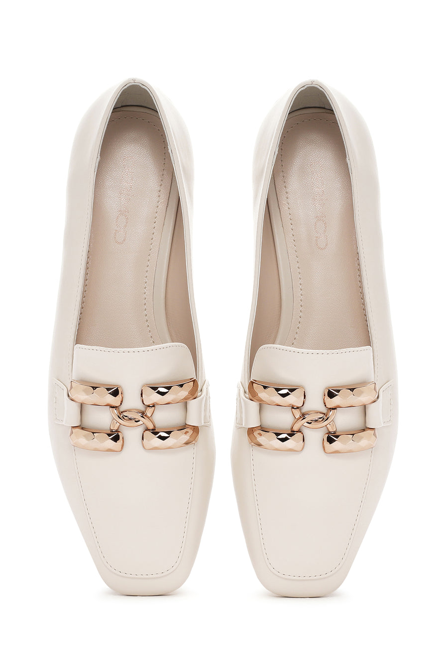 Kadın Beyaz Tokalı Maskülen Loafer