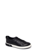 Erkek Siyah Bağcıklı Deri Sneaker | Derimod