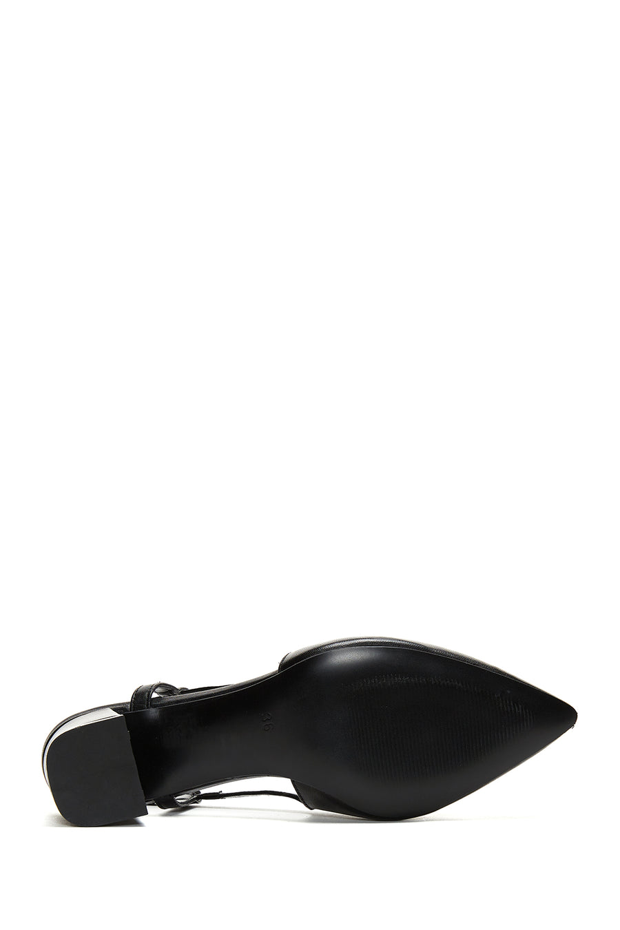Women's Black Leather Heeled Shoes