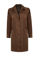 Madrid Woman Brown Long Suede Trench Coat | Derimod