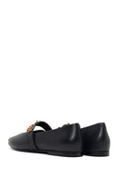 Women's Black Stone Leather Ballerinas | Derimod