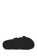 Woman Black Double-Buckle Slippers | Derimod