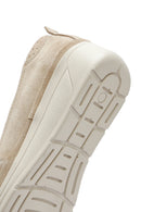 Women's Beige Wedge Heel Suede Leather Comfort Loafer | Derimod