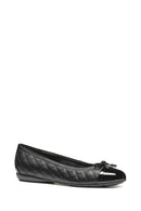 Geox Women's Black Annytah Quilted Patterned Leather Ballerina | Derimod