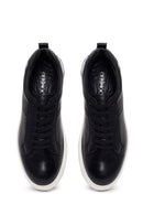 Erkek Siyah Bağcıklı Deri Sneaker | Derimod