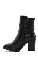 Women's Black Buckle Heeled Boots | Derimod