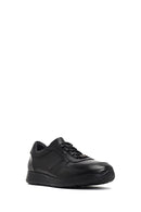 Erkek Siyah Bağcıklı Deri Sneaker | Derimod
