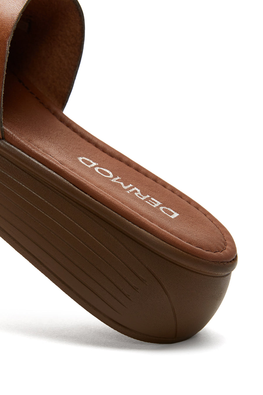 Women's Tan Thick Soled Leather Slippers