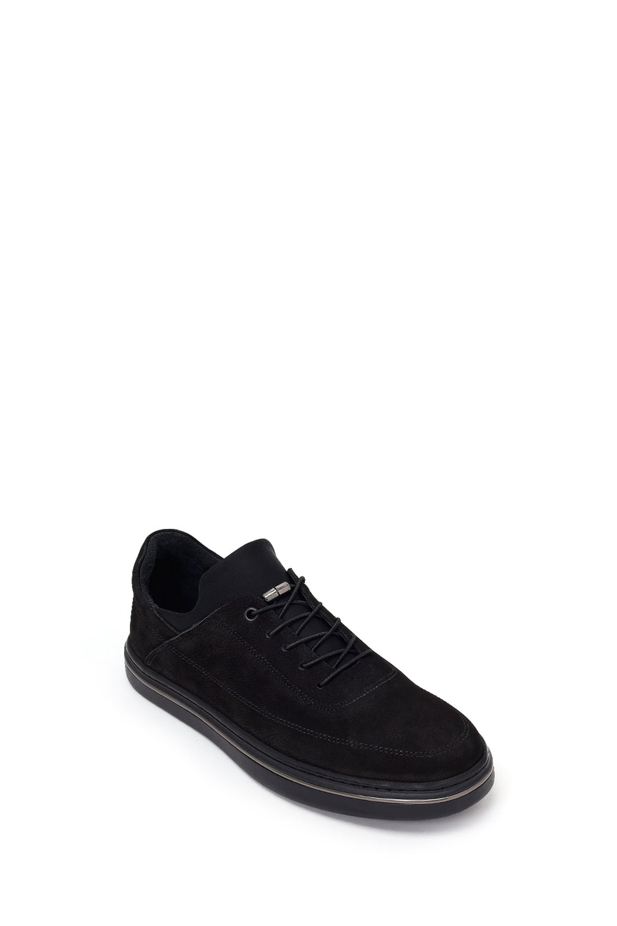 Erkek Siyah Bağcıklı Nubuk Deri Casual Sneaker