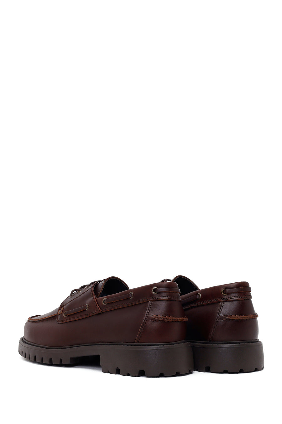 Male Brown Lace-Up Thick-Soled Leather Casual Shoes