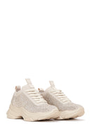 Derimod Zero Women's Beige Laced Stoned Sneakers | Derimod
