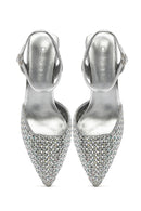 Women's Grey Ankle Buckle Braided Thin Heeled Shoes | Derimod