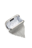 Women's Silver Long Chain Strap Stoned Clutch Bag | Derimod