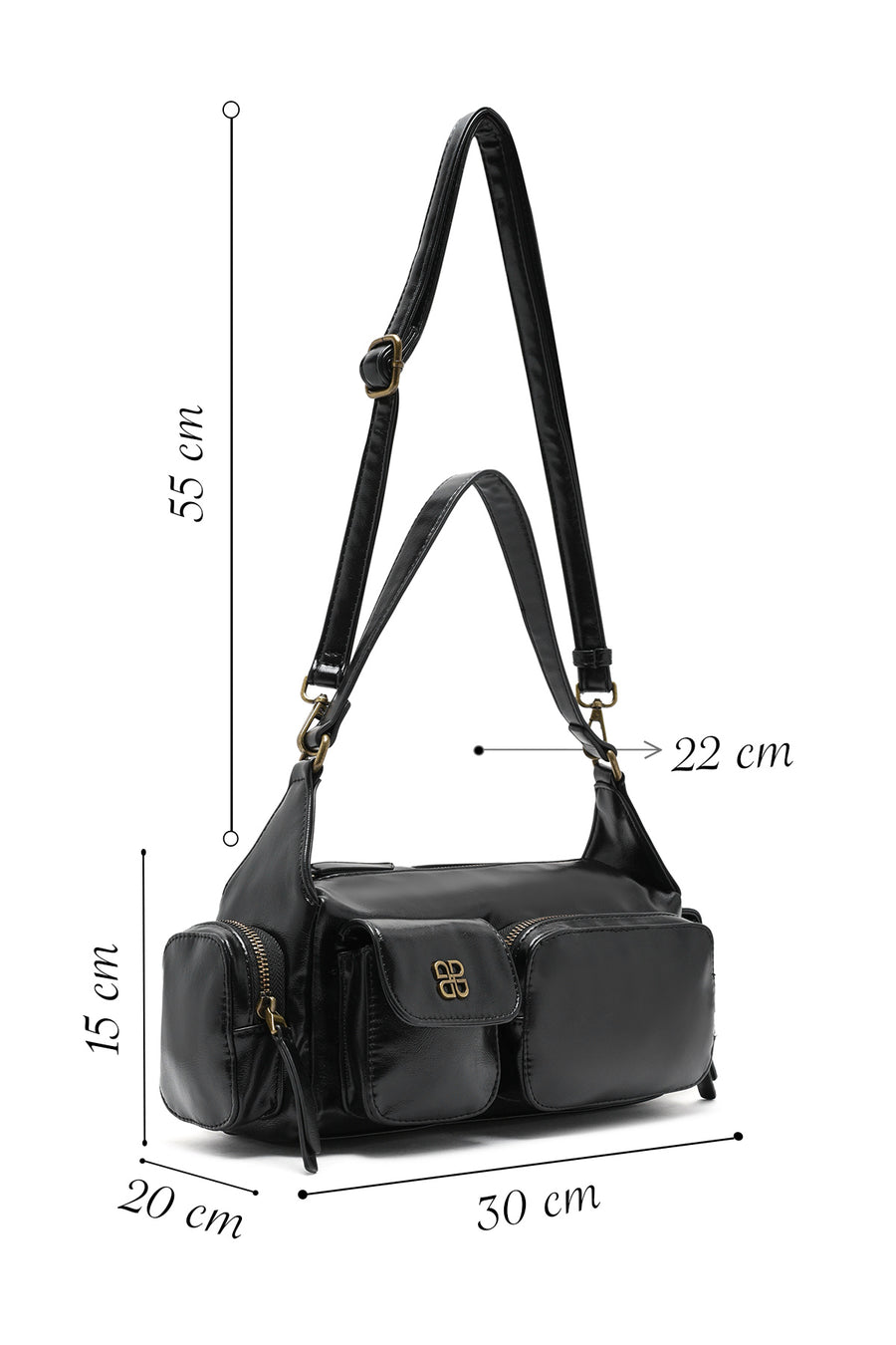 Women's Black Long Strap Shoulder Bag