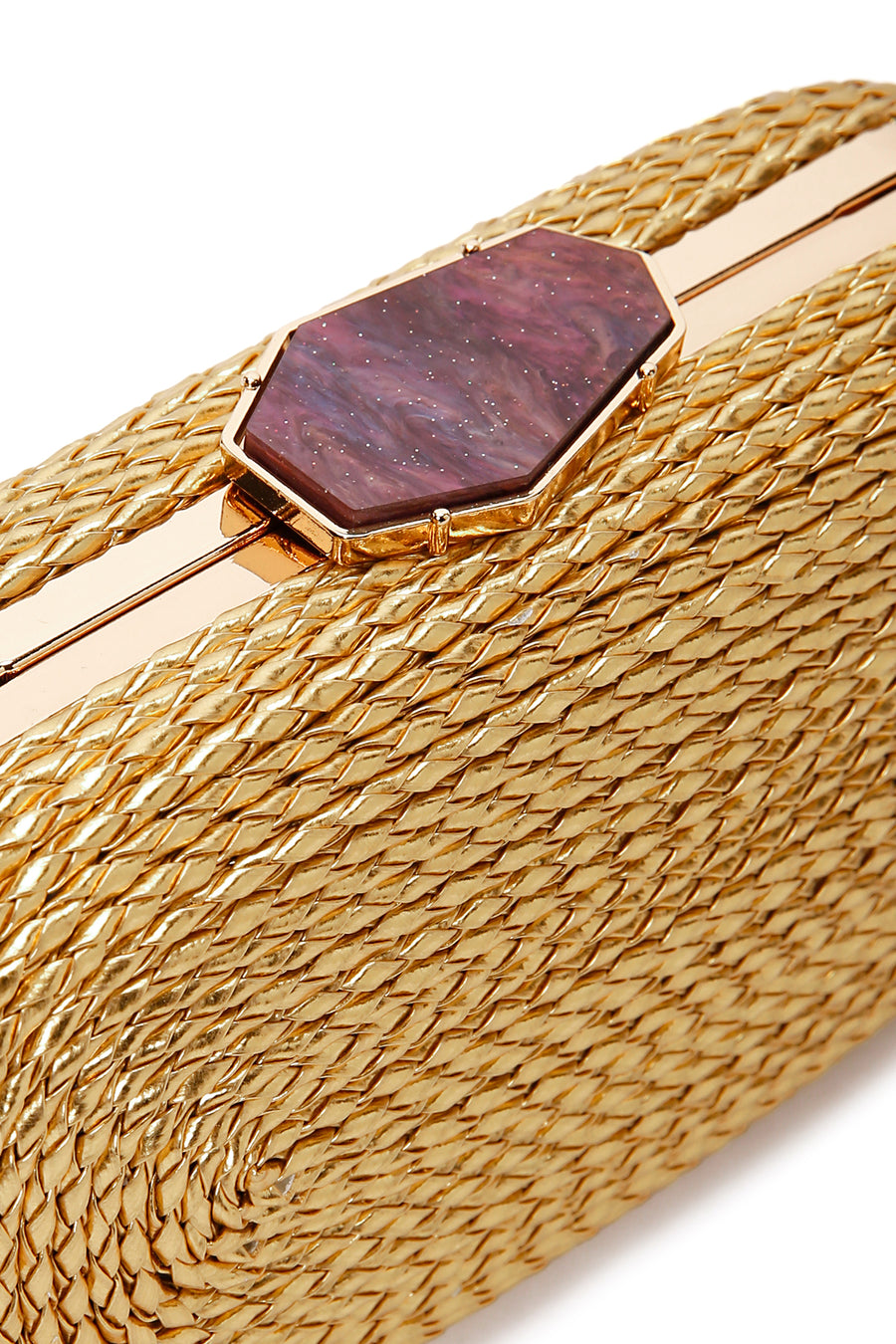 Women's Gold Long Chain Strap Knitted Evening Bag