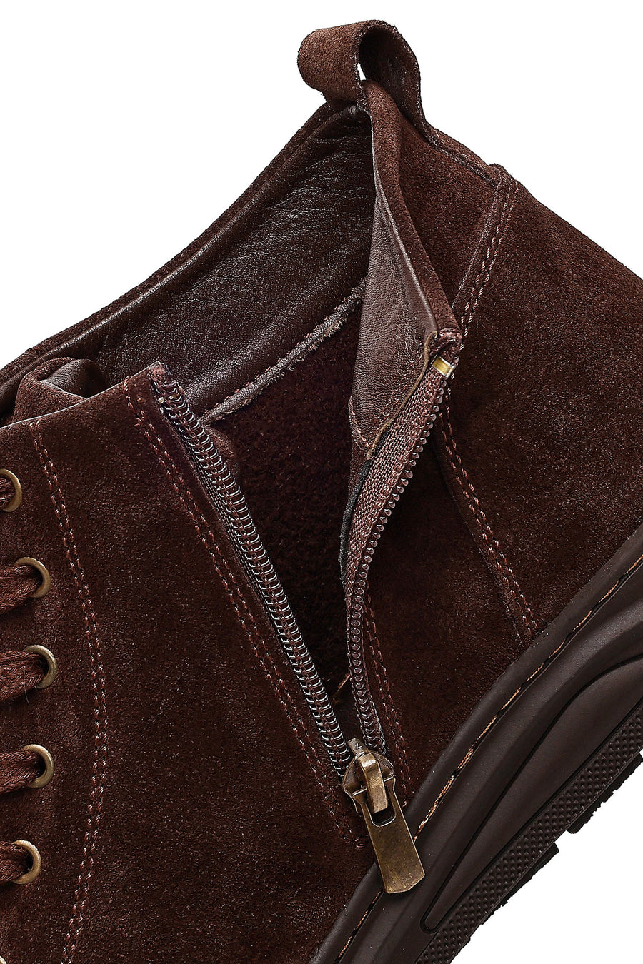 Men's Brown Suede Leather Boots with Zipper