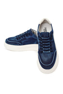 Erkek Lacivert Bağcıklı Kalın Tabanlı Kumaş Sneaker | Derimod