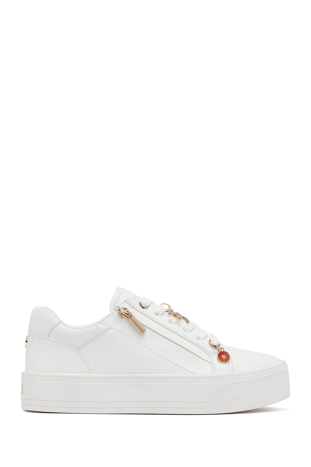Kadın Beyaz Bağcıklı Kalın Tabanlı Sneaker
