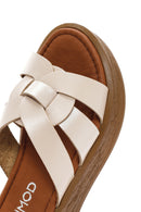 Women's Beige Leather Slippers | Derimod