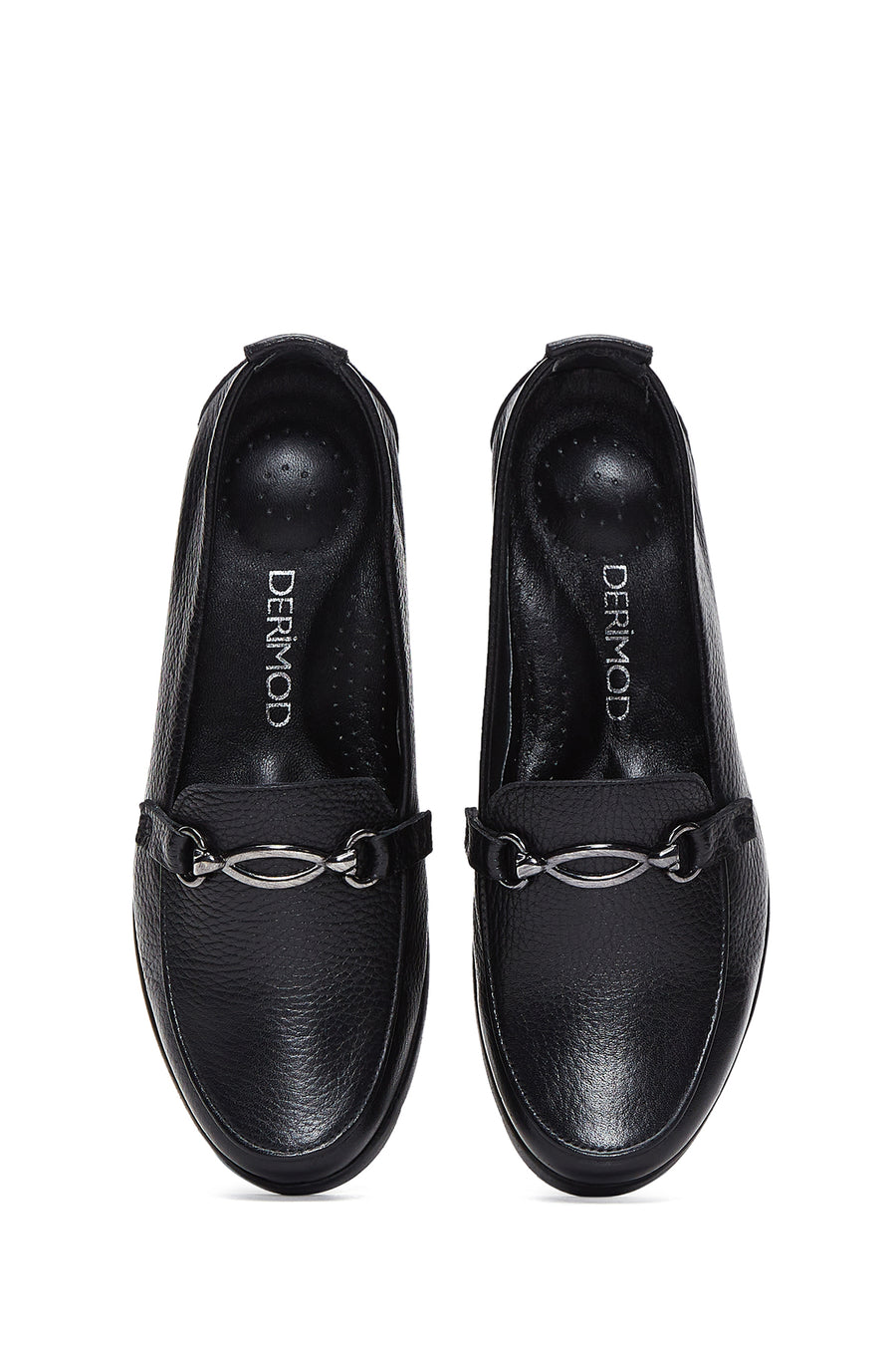 Women's Black Leather Wedge Heeled Loafer