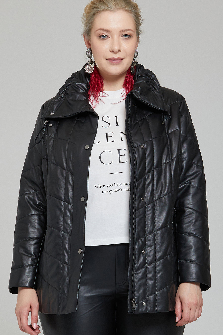 Elvira Women's Leather Jacket 19WGE58351M | Derimod