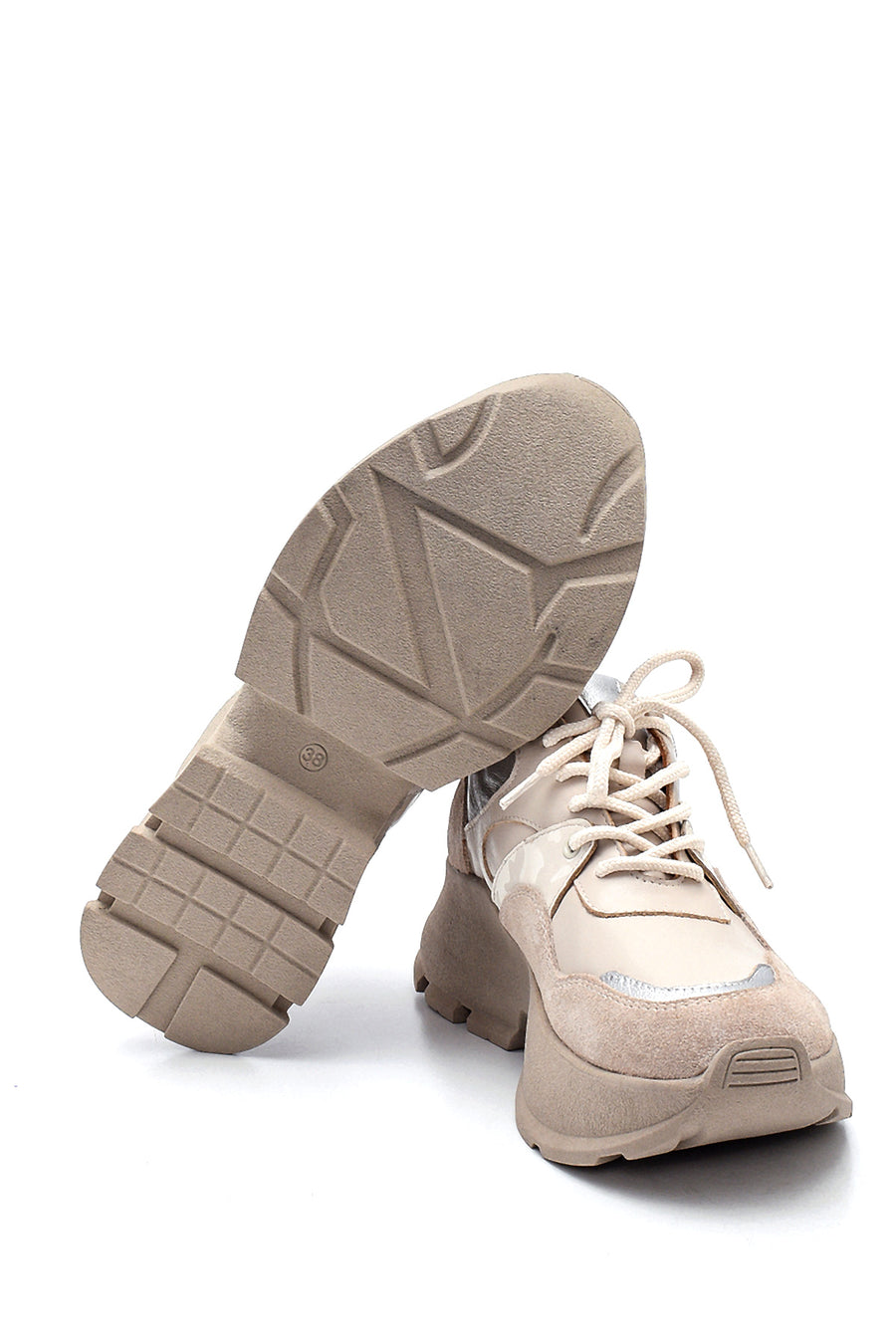 Women's Leather Suede Detail Sneaker