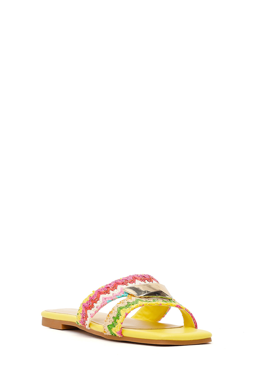 Women's Yellow Straw Slippers