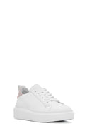 Women's White Lace-Up Leather Sneaker | Derimod
