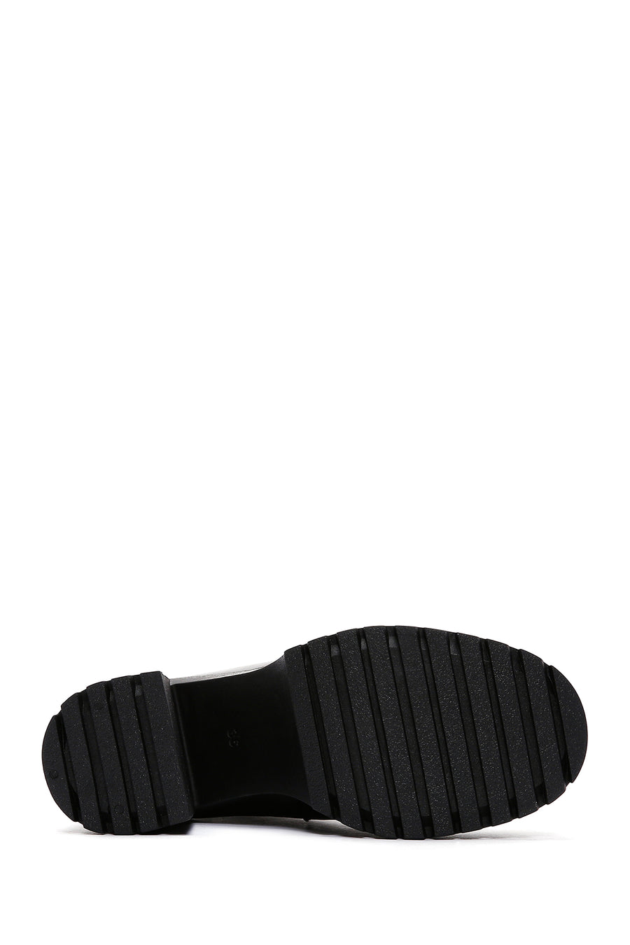 Woman Black Zip Closure Thick-Heeled Leather Boots