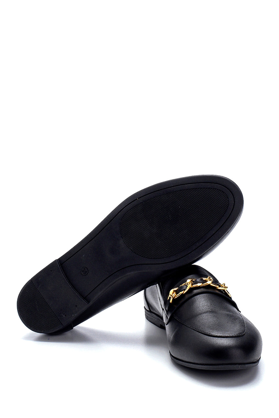 Kadın Deri Zincir Detaylı Loafer