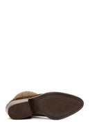 Women's Tan Suede Leather Cowboy Boots | Derimod