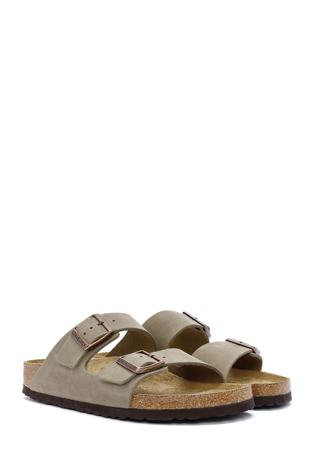 Birkenstock Erkek Kahverengi Arizona Çift Tokalı Deri Terlik