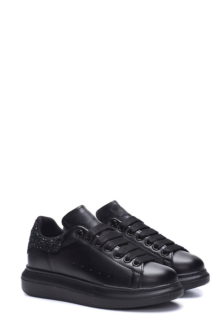 Women's Black Thick Soled Sneaker