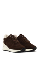 Woman Brown Lace-Up Wedge-Heel Suede Shoe | Derimod