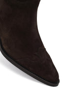 Woman Anthracite Chunky-Heel Suede Cowboy Boots | Derimod