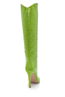 Women's Green Crocodile Heeled Boots | Derimod