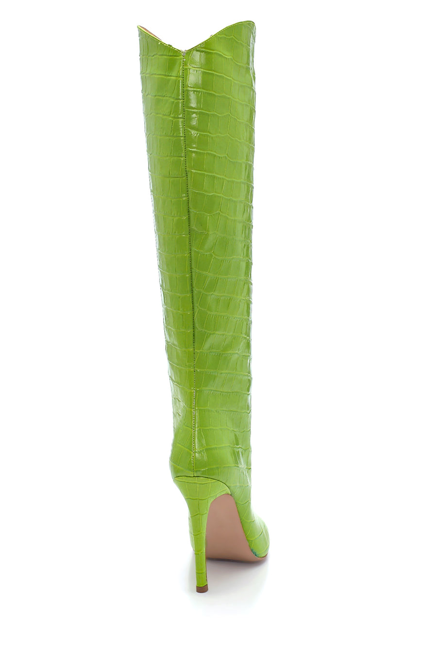 Women's Green Crocodile Heeled Boots